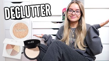 DECLUTTER MORE MAKEUP WITH ME.. HIGHLIGHTERS, MASCARAS, LASHES