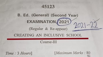 Creative An Inclusive School Question Paper 2021. question paper of creating and inclusive school.