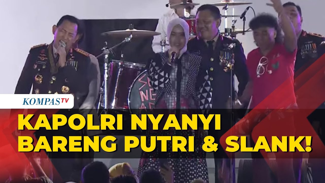 Momen Kapolri Listyo Nyanyi Bareng Putri Ariani dan SLANK di HUT ke-77 Bhayangkara