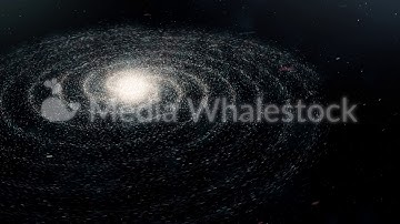 Flying through the Universe full of stars on black background, seamless loop. Animation
