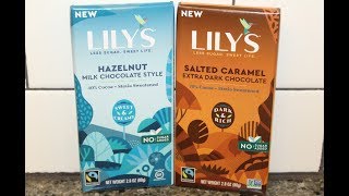 Lily’s Sweets: Hazelnut Milk Chocolate Style & Salted Caramel Extra Dark Chocolate Review