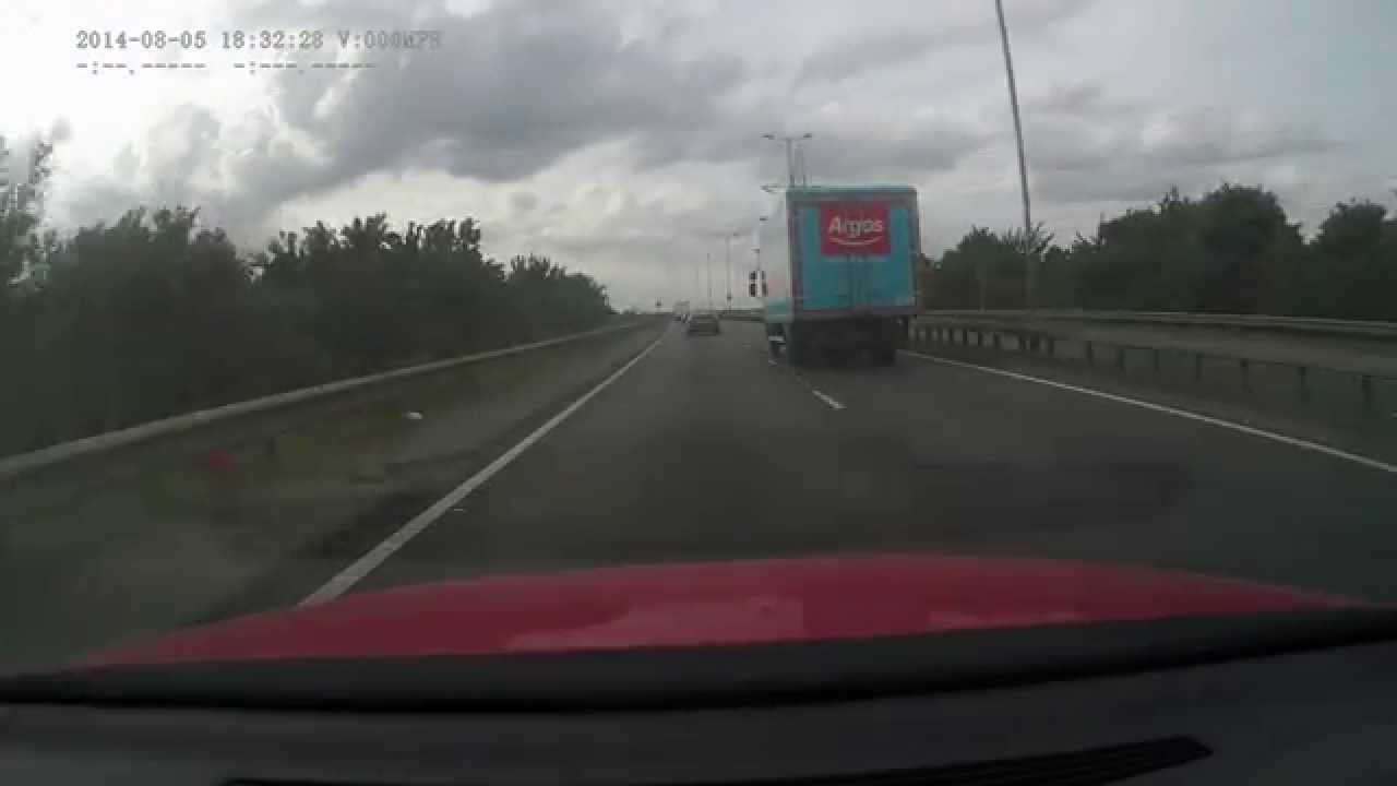Attempt of crash for cash on Argos lorry YouTube