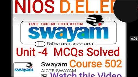 Solved Mcqs Unit-4 Course 502 D.el.ed Free/cheapest online एजुकेशन college degree courses .