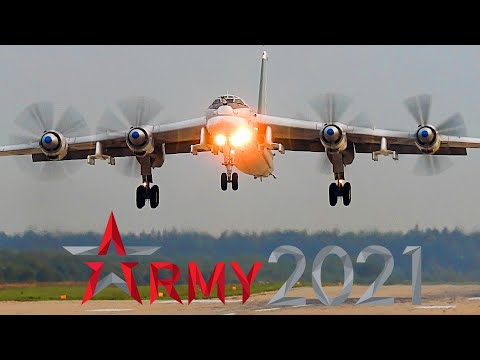Отлёт ревущего " Медведя" Ту-95МС  форум "АРМИЯ -2021"