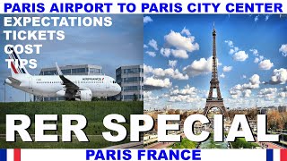 TRAIN FROM PARIS AIRPORT (CHARLES DE GAULLE) TO PARIS CITY CENTER USING RER LINE B  EASY AND CHEAP!