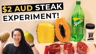 $2 CHEAP STEAK EXPERIMENT: Trying 4 COOKING HACKS to tenderise tough meat - Does Pineapple WORK?!