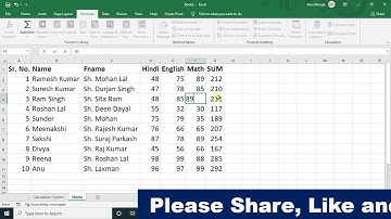 Formula Tab (Automatic Calculation) in Excel 2019 in Hindi || By : Hitesh Wadhwa