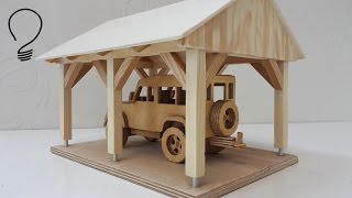 Some plywood, little bit of pine wood strips, a piece of aluminium rod and there it is, a brand new carport. This structure should 