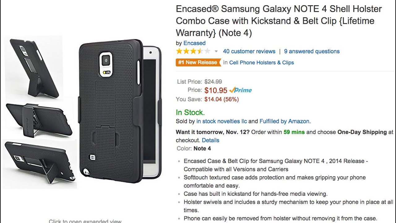 Galaxy Note 4 Encased Shell Holster Combo Case w/ Kickstand & Belt Clip Review