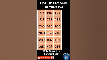 Find 3 pairs of Same Numbers | Only a Genius can Find Them | Hard Level