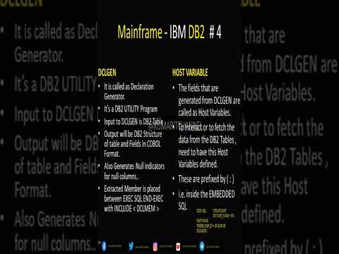 Mainframe - IBM DB2, DCLGEN Vs Host Variables #mainframes #kumaritchannel
