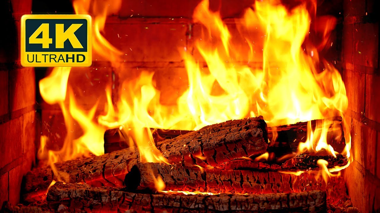  FIREPLACE Ultra HD 4K Fireplace with Crackling Fire Sounds Fireplace Burning Fire Background