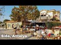 Walking in Side's Old Town: bazaar and Apollo Temple, Antalya/Turkey, November 2021