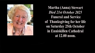 Famous The funeral of Martha (Anna) Stewart in Enniskillen Cathedral on Saturday 25th October 2025 Wealth