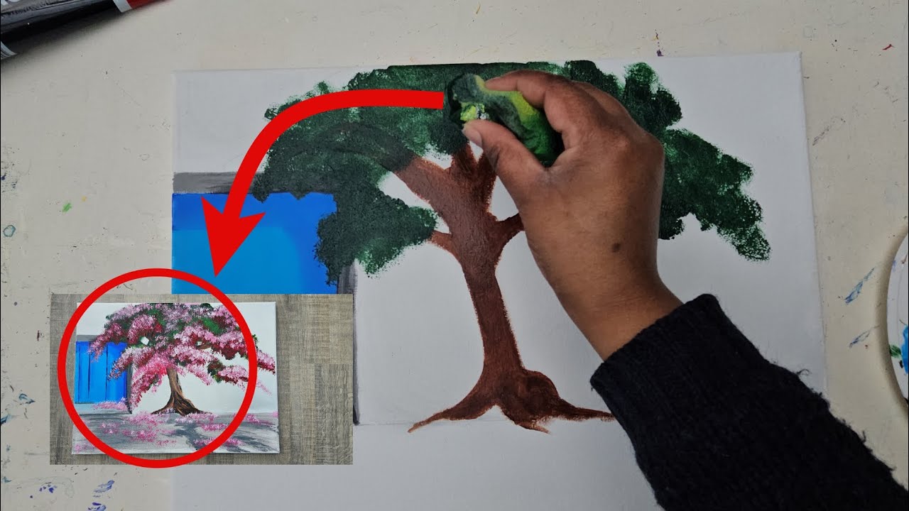 How to paint door with flowers in acrylic | acrylic |blue door