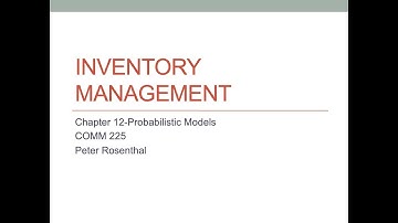 Inventory Management Probabilistic Model I
