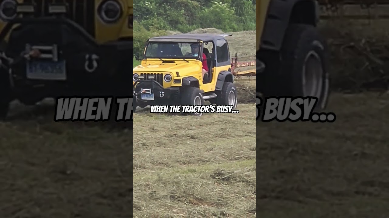 When the tractor’s tied up, the Jeep gets the job done 💪🚜😂👉 Swampy Acres Farm!