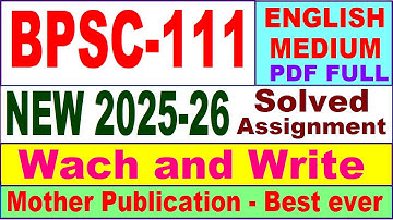 BPSC 111 solved assignment 2025-26 in English || bpsc 111 solved assignment 2026 || ignou bpsc111