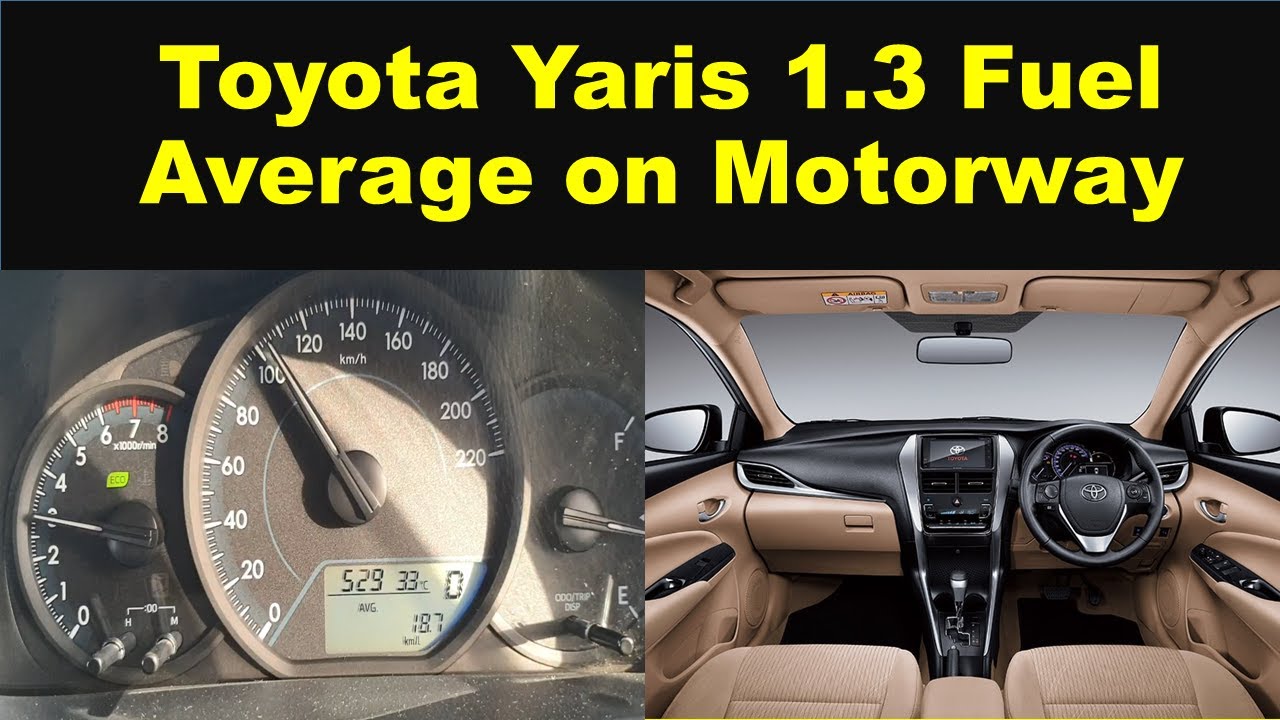Toyota Yaris 1.3 Fuel Average on Motorway - YouTube