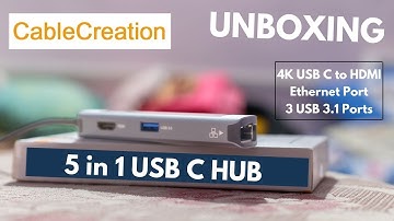 Cable Creation USB C Hub Multiport Adapter, 5-in-1 USB C Adapter ell with 4K USB C to HDMI