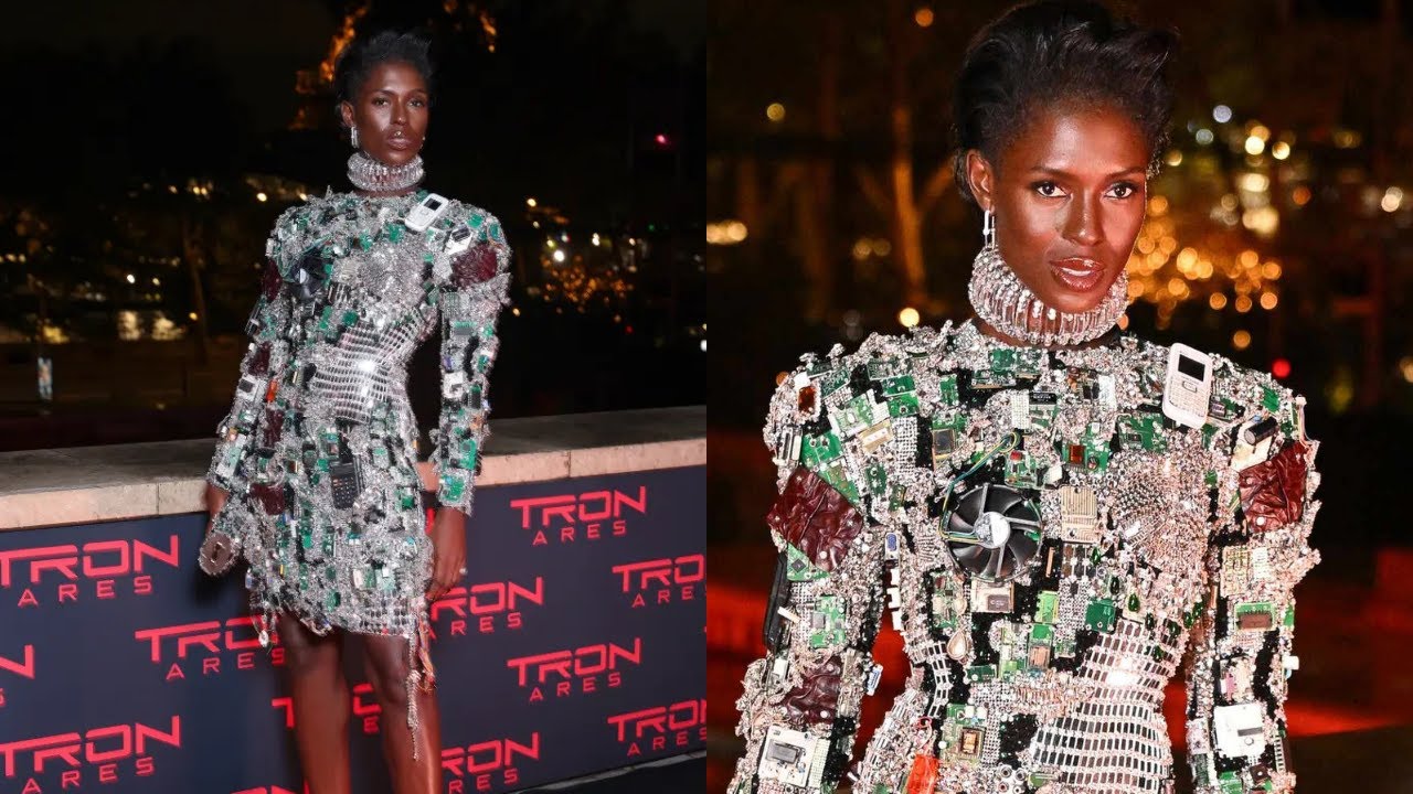 Jodie Turner-Smith Wears Computer Parts Dress at Tron: Ares Premiere ...