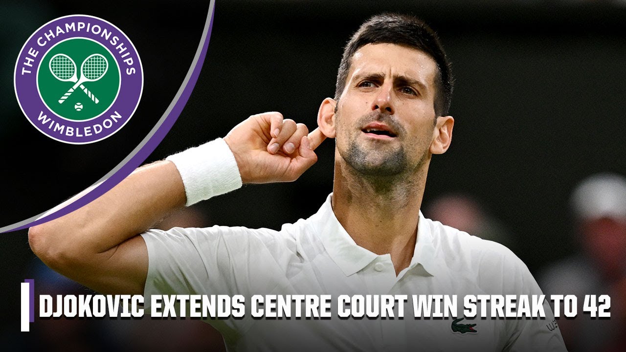 Novak Djokovic celebrates after defeating Stan Wawrinka in straight sets Wimbledon on ESPN