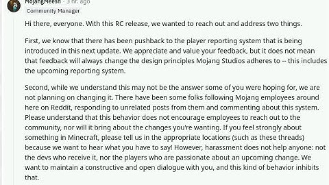 Mojang Community Manager Betrays Minecraft Players on Chat Reporting on Reddit. #saveminecraft