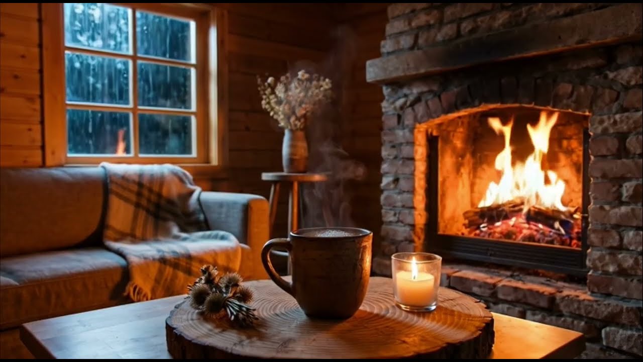 Rainy Night in a Cozy Aviemore Cabin 🌧️🌙 | Fireplace Ambience for Sleep, Study & Relaxation 