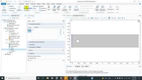 COMSOL Multiphysics (2D Laminar Flow around Cylinder - Von Karman Shedding) شرح بالعربي