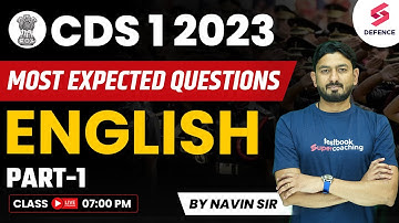 CDS 1 2023 English - Most Expected Questions Part-4  | CDS 1 2023 Preparation 2023 | By Navin sir