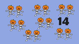 Exerce-toi à compter par 2 : Tu dois compter les éléments d'Halloween par bonds de 2.