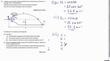 Higher Physics 2003 Q21 Projectiles
