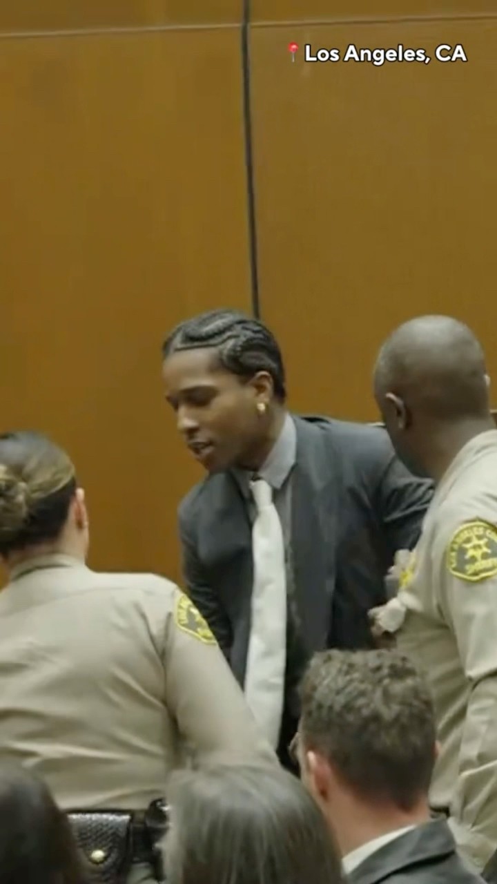 A$AP Rocky dives to hug Rihanna after jury finds him not guilty #shorts