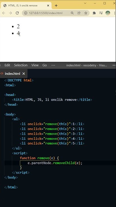 Javascript, remove HTML li element when clicked - YouTube