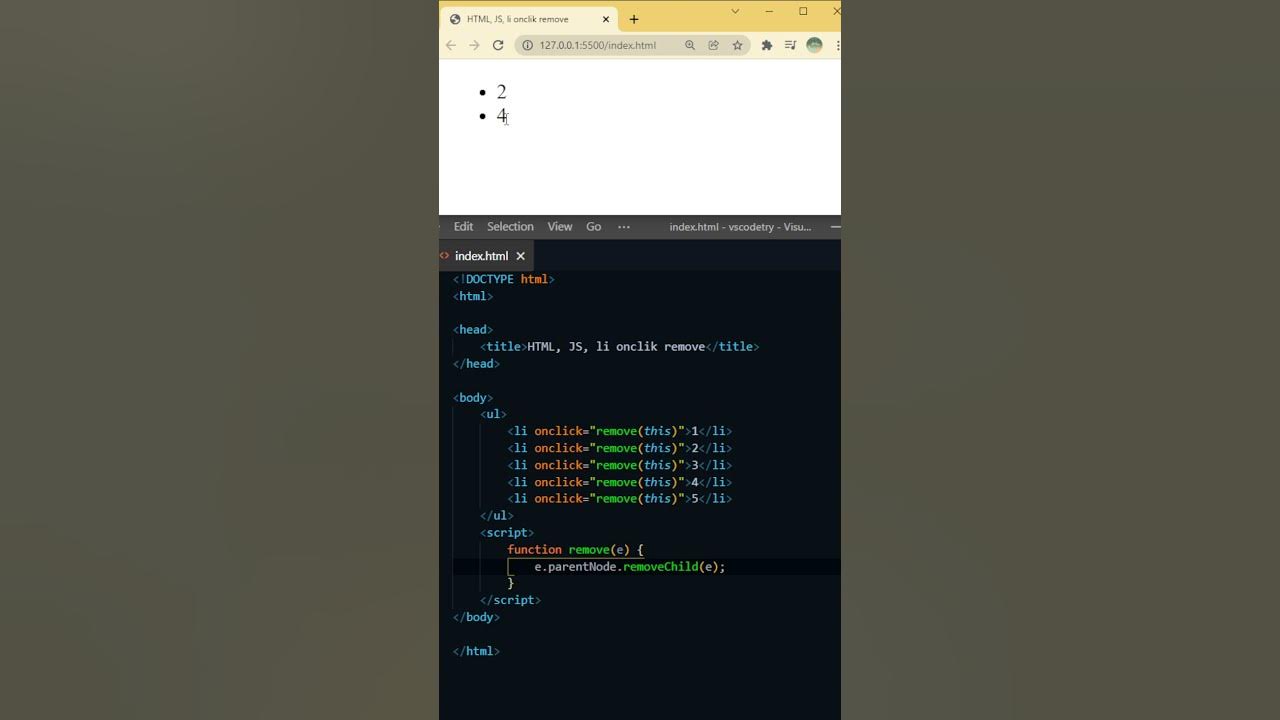 Javascript remove html li element when clicked youtube