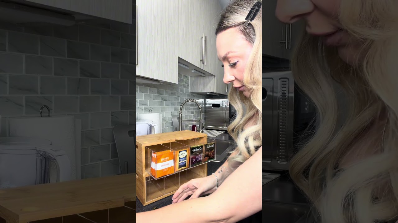 Набор из 2 штабелируемых бамбуковых коробок для хранения чая — вместительный органайзер для чайны...