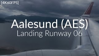 Aalesund (AES) Landing Runway 06 | Norwegian 737-800 | [4K60FPS]