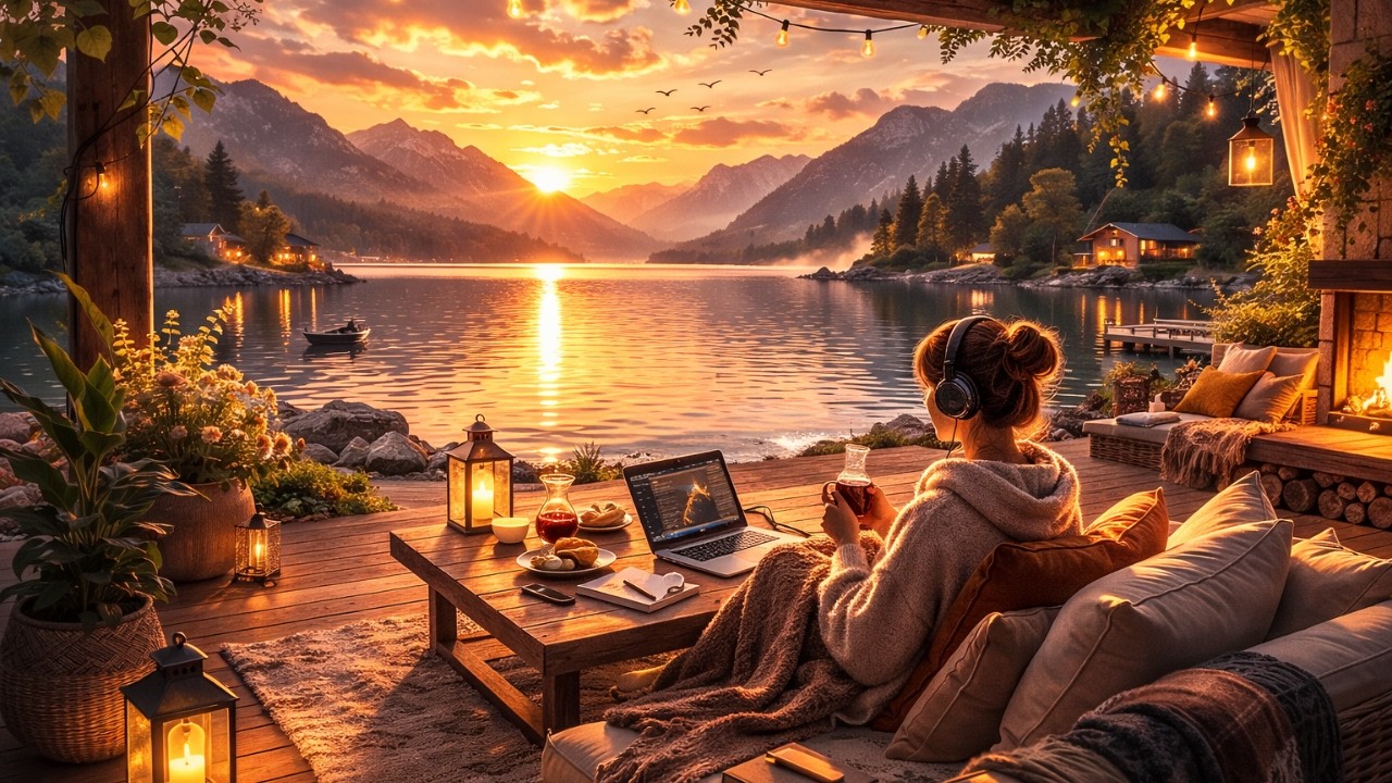 Cozy Lakeside Cabin Jazz ☕ Relaxing Smooth Jazz for Study, Work & Evening Chill