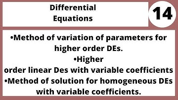 Variation of Parameters Method for High-Order Equations| in Hindi Urdu MTH242 LECTURE 14