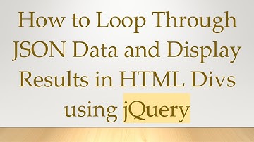 How to Loop Through JSON Data and Display Results in HTML Divs using jQuery