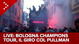 LIVE Il Bologna in Champions League, giro per la città col pullman scoperto: diretta video