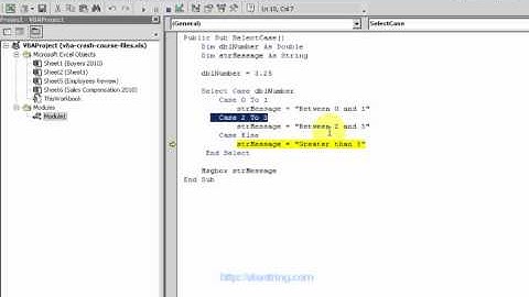 VBA SELECT CASE STATEMENT - CONDITIONAL STRUCTURE