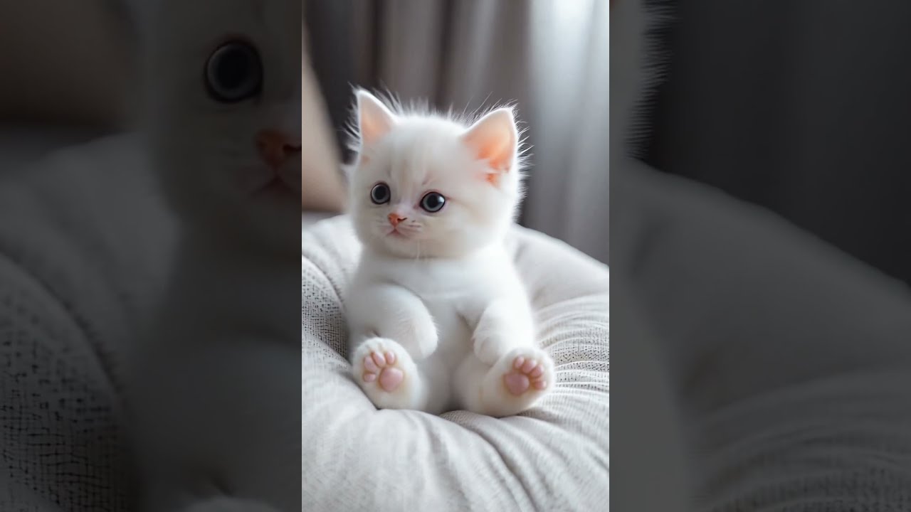 A White Kitten So Cute Adorable Cat Lipsync Meow Catlover