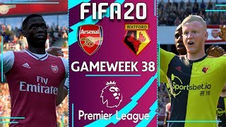 Fifa 20 premier league gameweek 38 highlights come from the emirates
stadium for arsenal vs watford! watch next: ○ leicester city
manchester united | fifa...