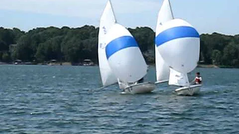 Downwind 420 Spinnaker Finish, Practice Race, NCCSR Lake Norman, NC