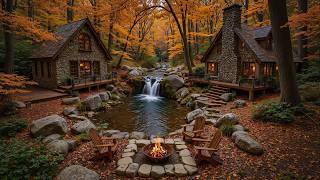 Autumn Riverside Dreamscape 🍂🔥 Soft Piano & Crackling Campfire Sounds for Deep Sleep & Relaxation screenshot 4