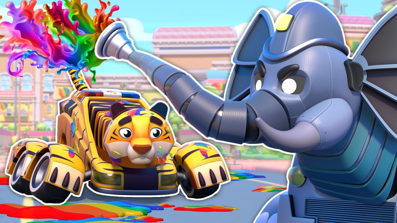 O CLONE MALVADO do Bombeiro Elefante atira SLIME DE ARCO ÍRIS e cria um caos! - Super Equipe Resgate