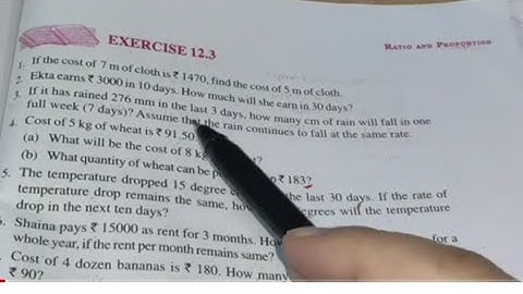 Ex -12.3 Chapter -12 Ratio and Proportion || Class 6th Maths New Edition