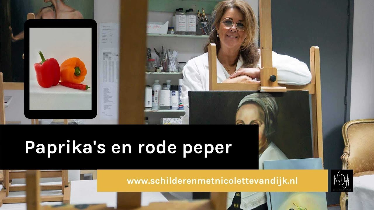 Online schildercursus voor beginners met olieverf - Paprika's en rode peper