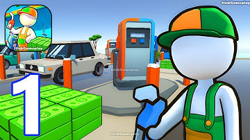 Gas Station: Idle Car Tycoon - Gameplay Walkthrough Part 1 Stickman Gas Station Manager (iOS,Android